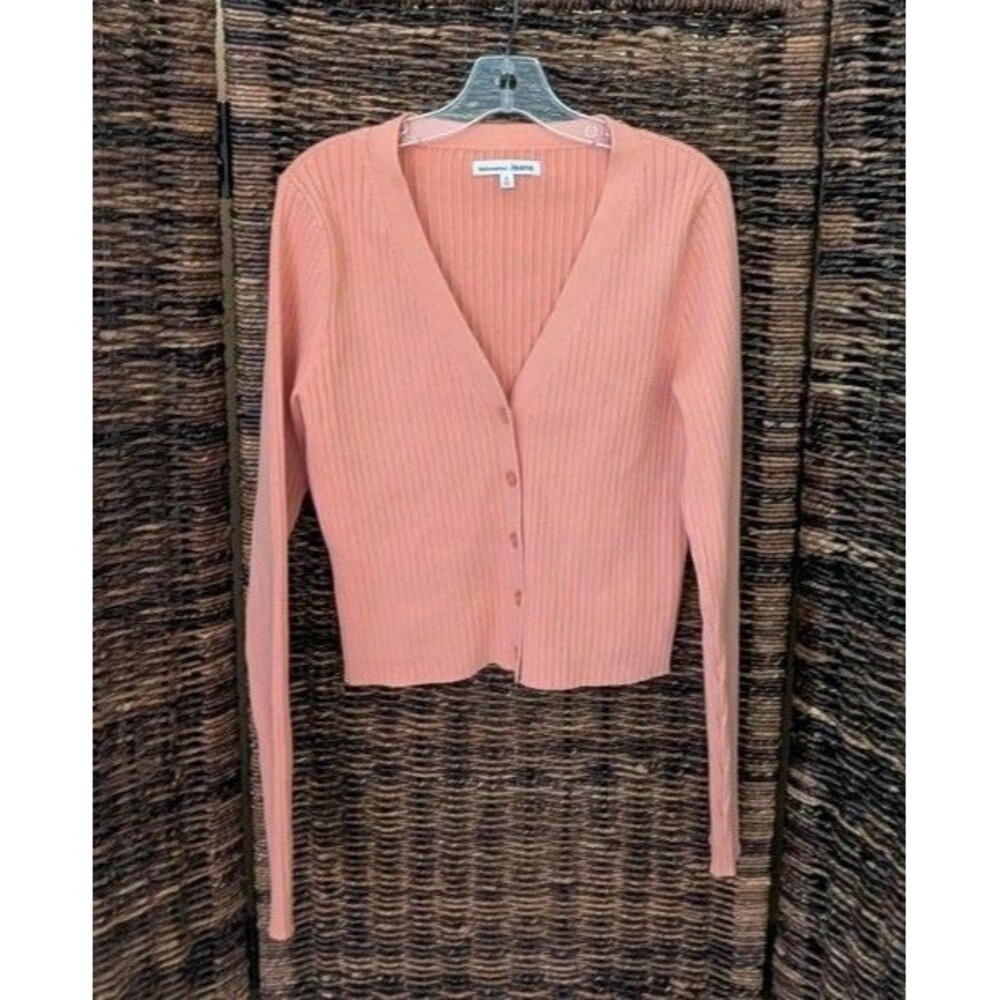 Reformation Jeans Gilda Ribbed Cardigan Sweater Peaches V-Neck Button Up Small